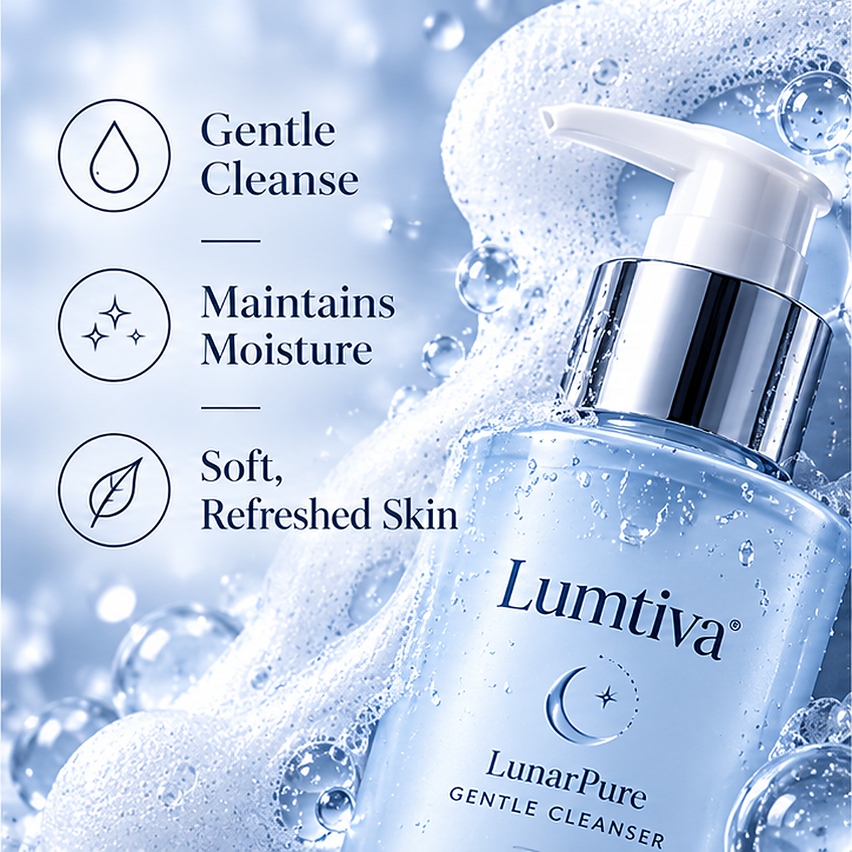 Lumtiva LunarPure Gentle Cleanser – benefits and texture concept view