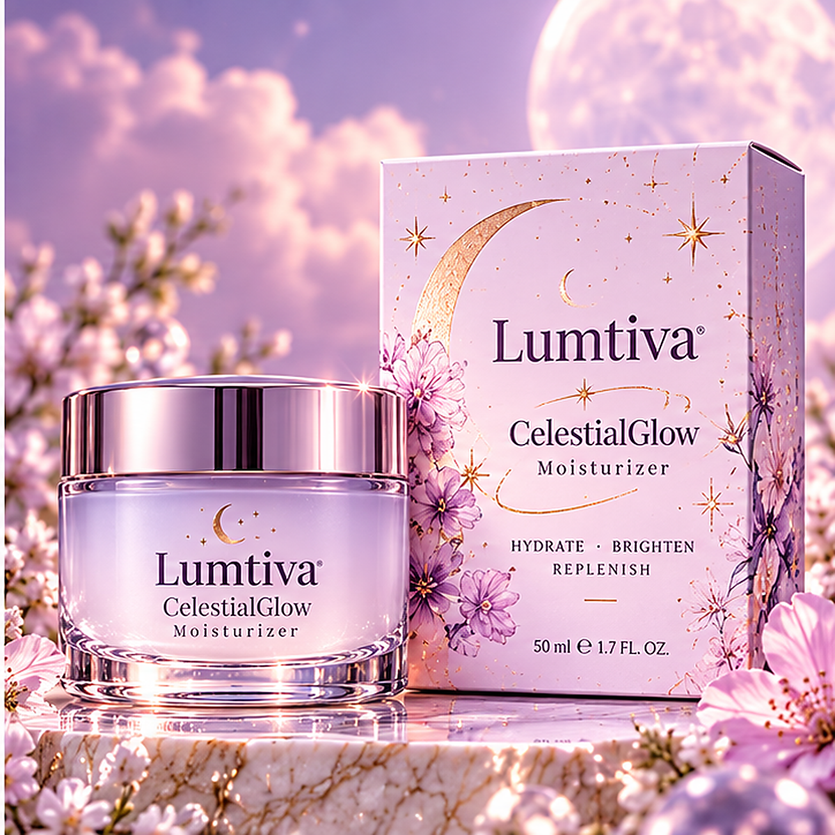 Lumtiva CelestialGlow Moisturizer – packaging concept view