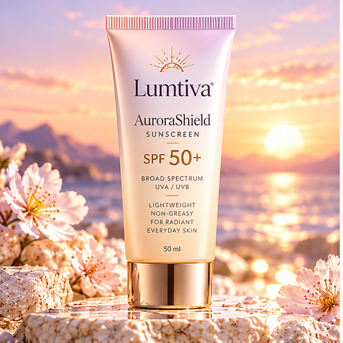 Lumtiva AuroraShield Sunscreen SPF50+ – hero concept view