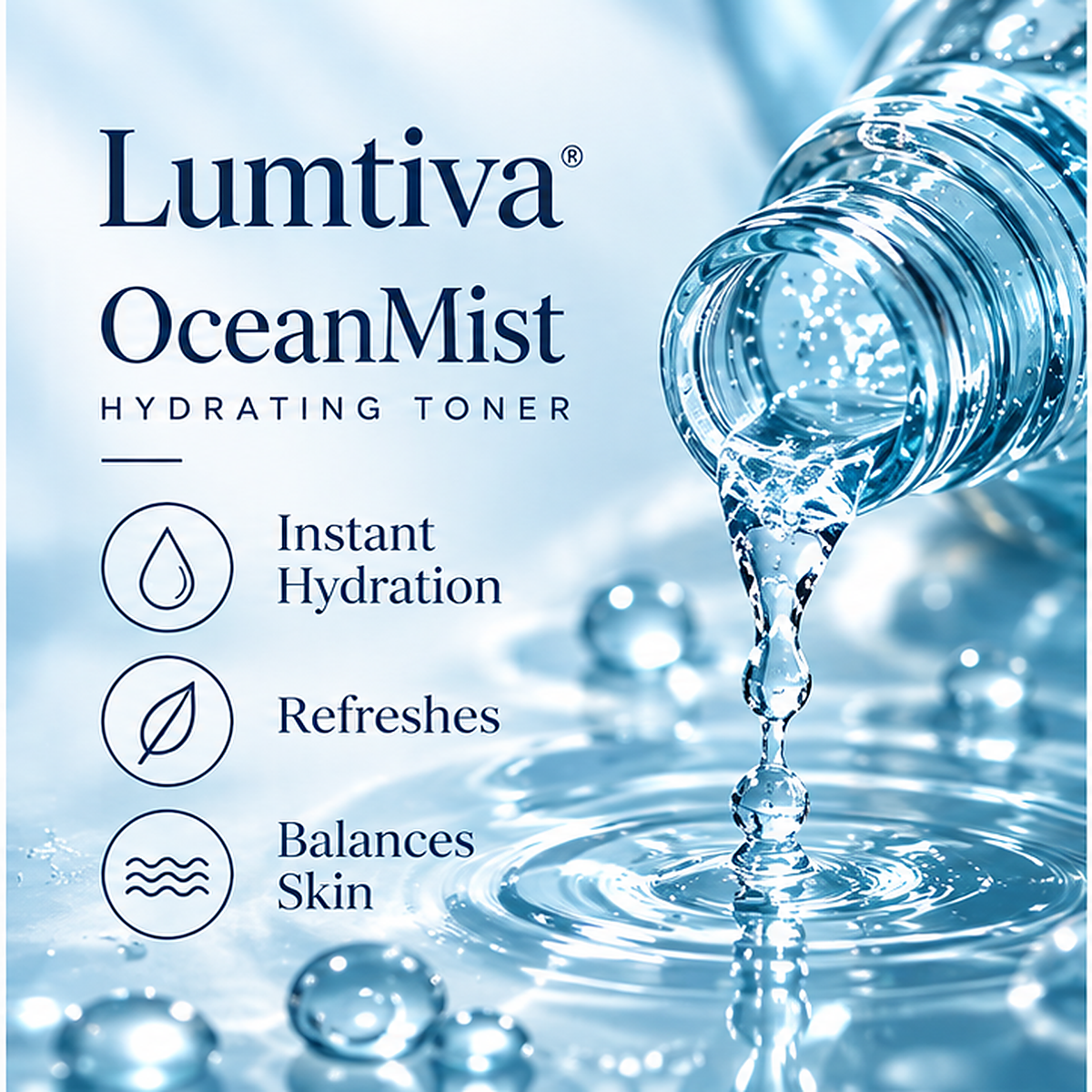 Lumtiva OceanMist Hydrating Toner – benefits and texture concept view