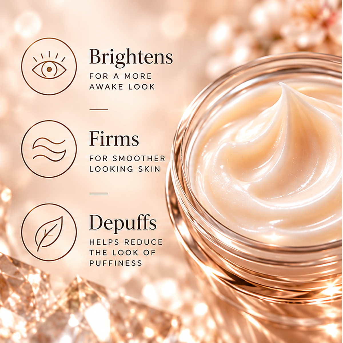 Lumtiva CrystalLift Eye Cream – benefits and texture concept view