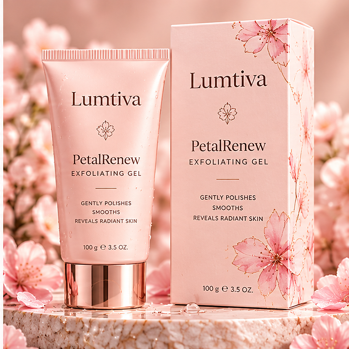 Lumtiva PetalRenew Exfoliating Gel – packaging concept view