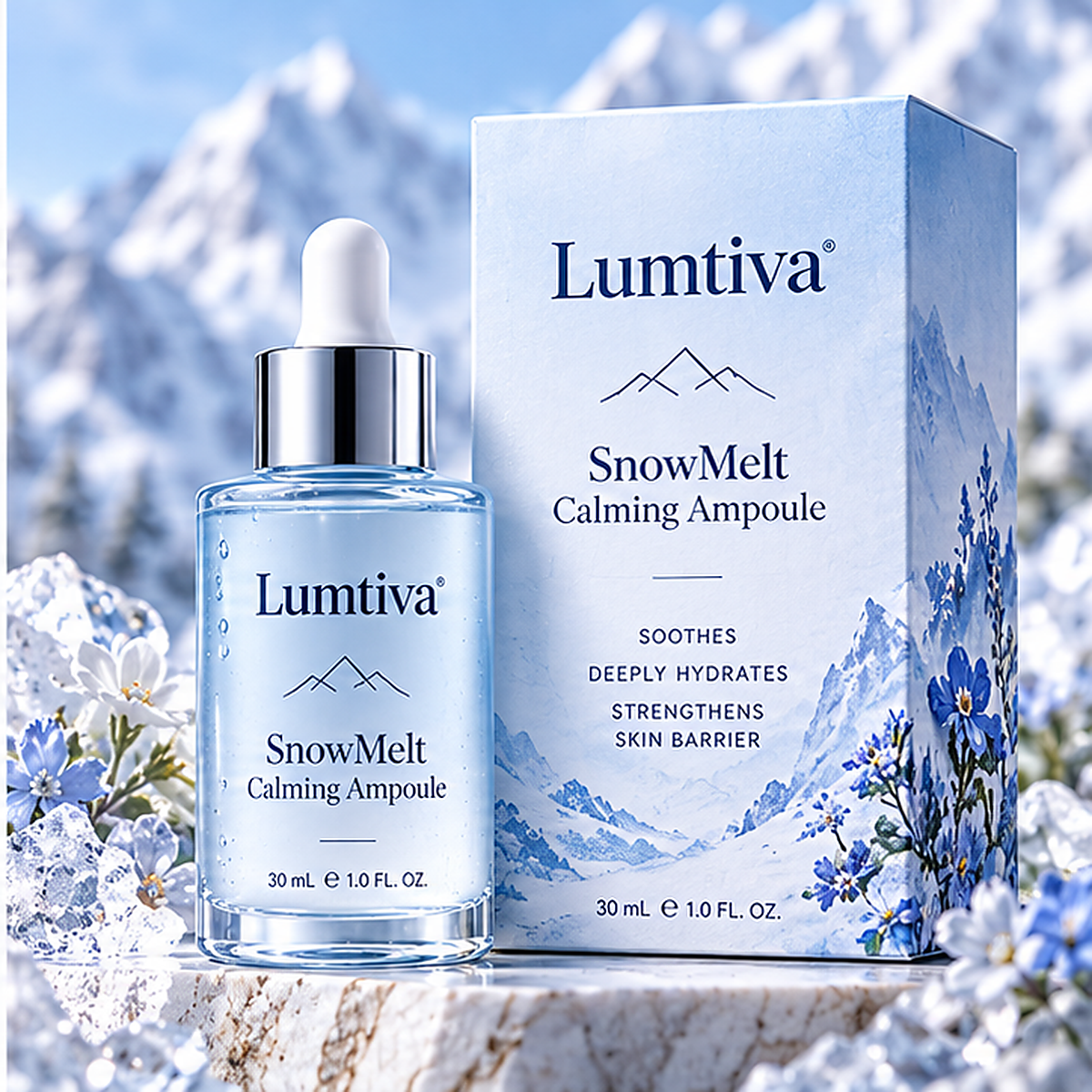 Lumtiva SnowMelt Calming Ampoule – packaging concept view
